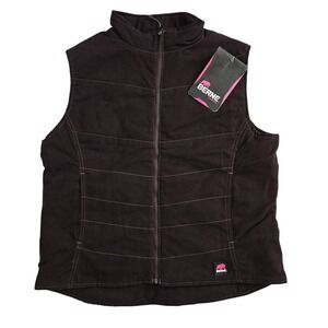 Berne Womens Large 14-16 Workwear Modern Vest Quilted Brown Full Zip Duck Canvas